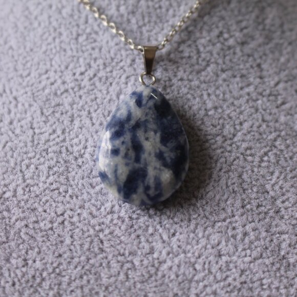 Blue Sodalite Teardrop Pendant Necklace – Natural Stone, Calm & Stylish - Picture 2 of 6